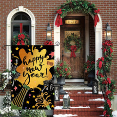 Happy Year Garden Flag Double-Sided Winter Yard Outdoor Decor Flag