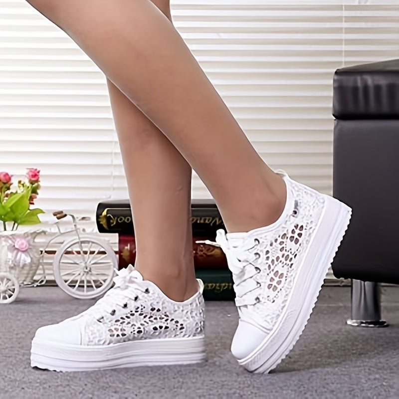 Women's Platform Lace Sneakers Low Top Shoes