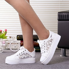 Women's Platform Lace Sneakers Low Top Shoes