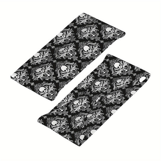 Men's Skull Pattern Headband & Gothic Grip for Gym Running Soft Fit
