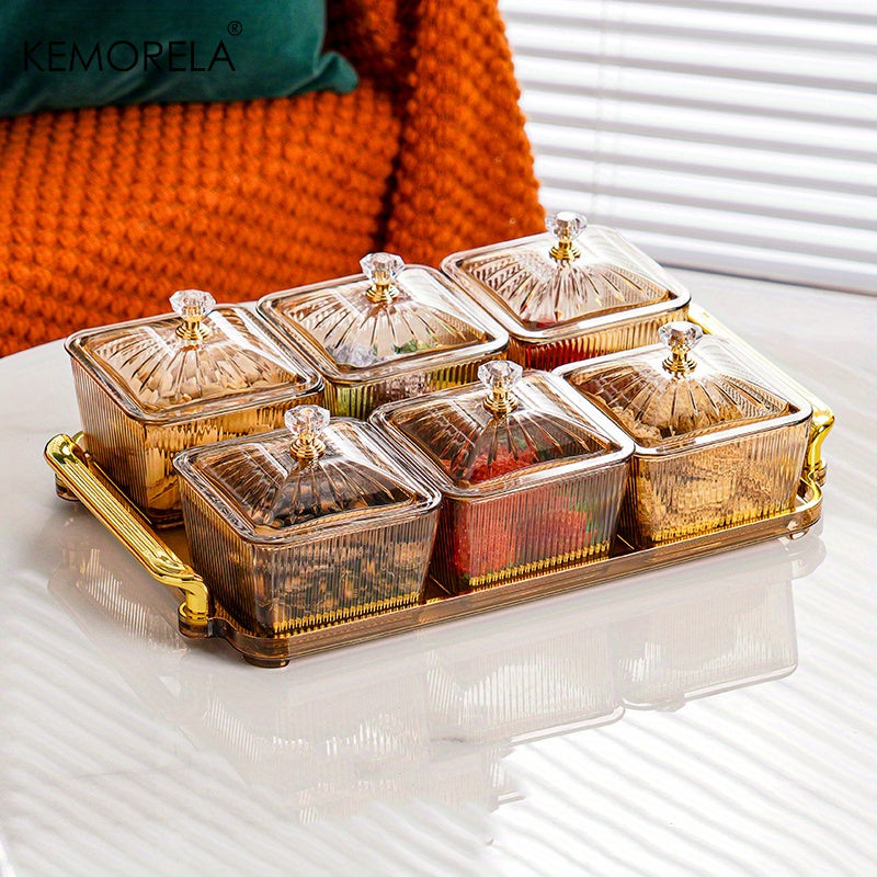 6 Grids Dried Fruit Salad Snack Plate Nordic Dessert Jar Dish Food Storage Box