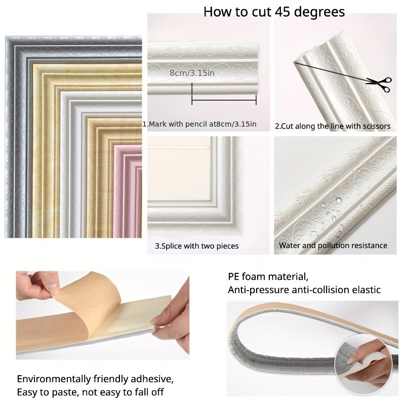 Foam Molding Trim 3D Wall Lines Wallpaper Border Home Office Hotel DIY