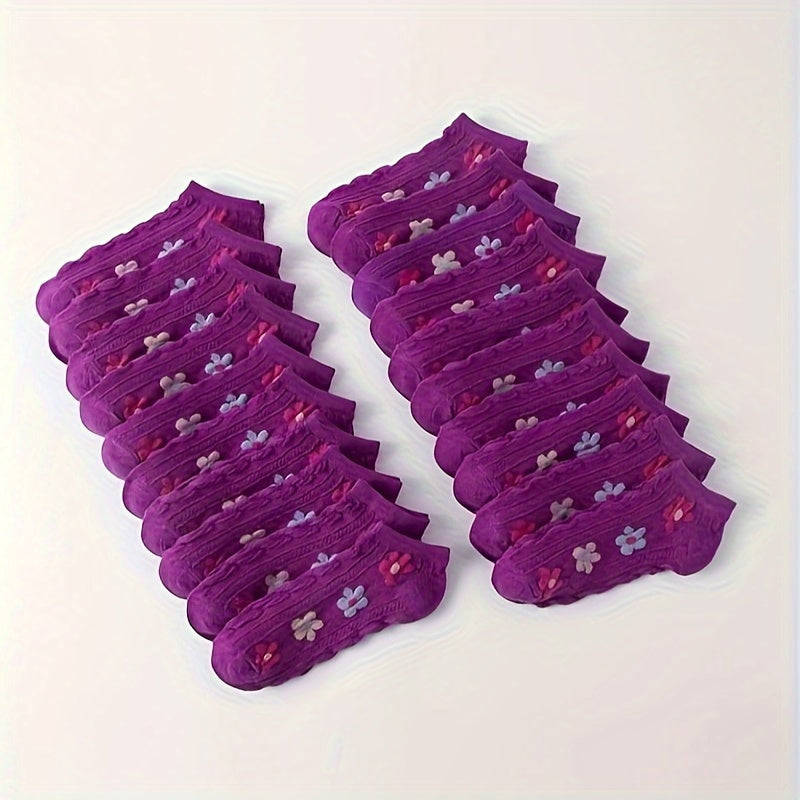 20 Pairs Floral Print Socks Women's Stockings