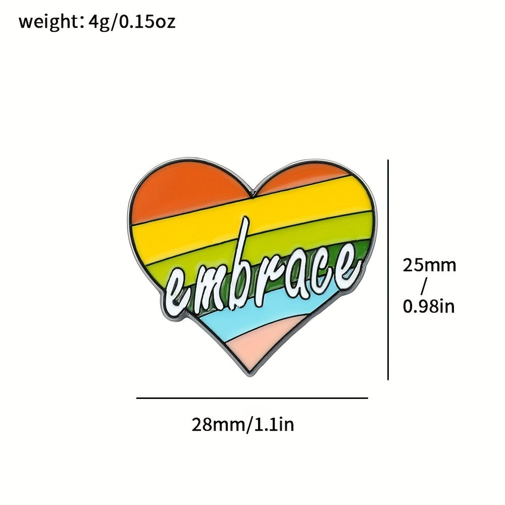 Rainbow Heart Enamel Brooch for Bags Jackets Hats Scarves Pants