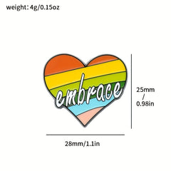 Rainbow Heart Enamel Brooch for Bags Jackets Hats Scarves Pants