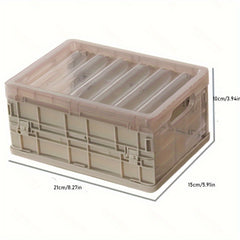 1pc Folding Storage Box Plastic Transparent Storage Cosmetics Clothes Organizing