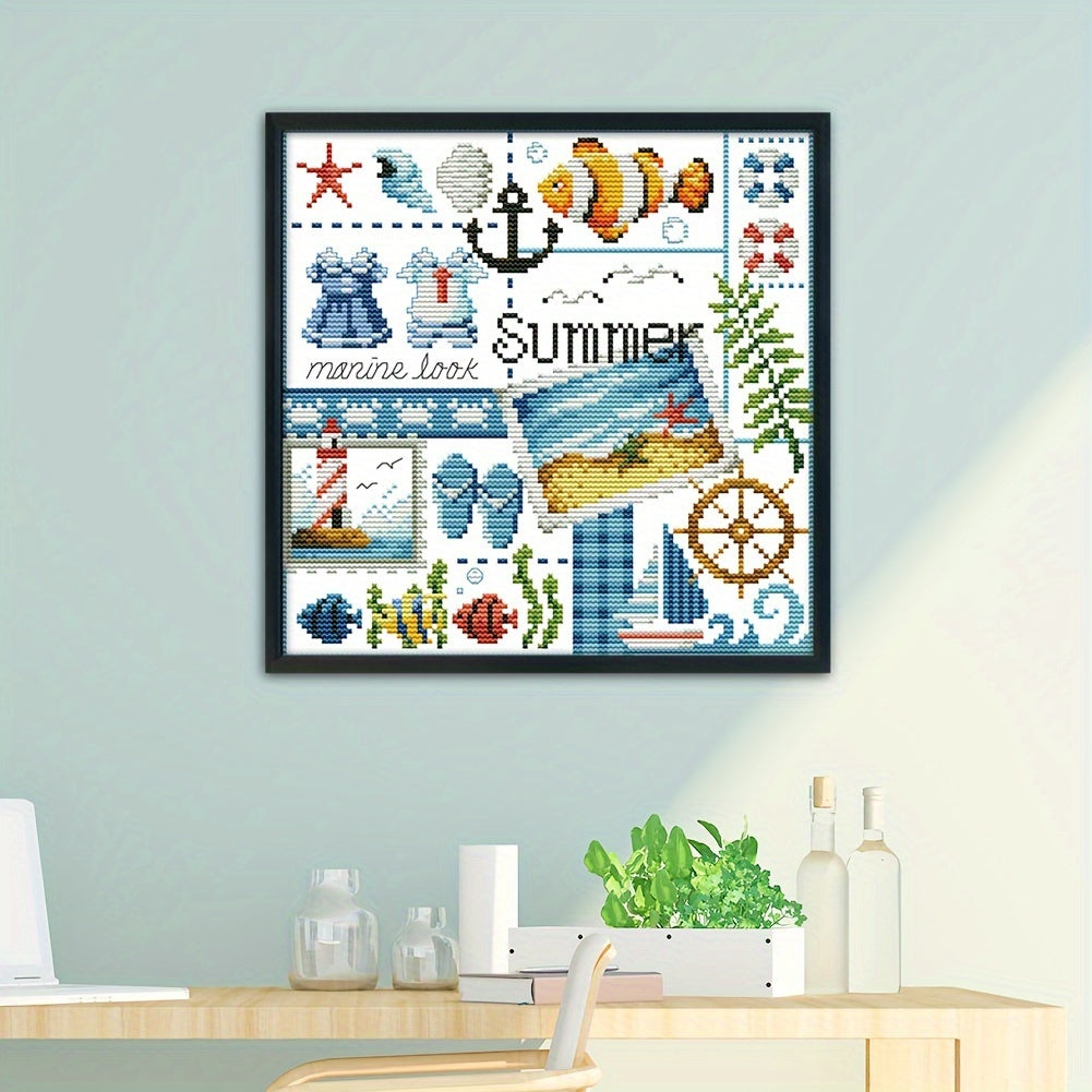 Four Seasons Stamped Cross Stitch Kit 14CT DIY Needlework Decor
