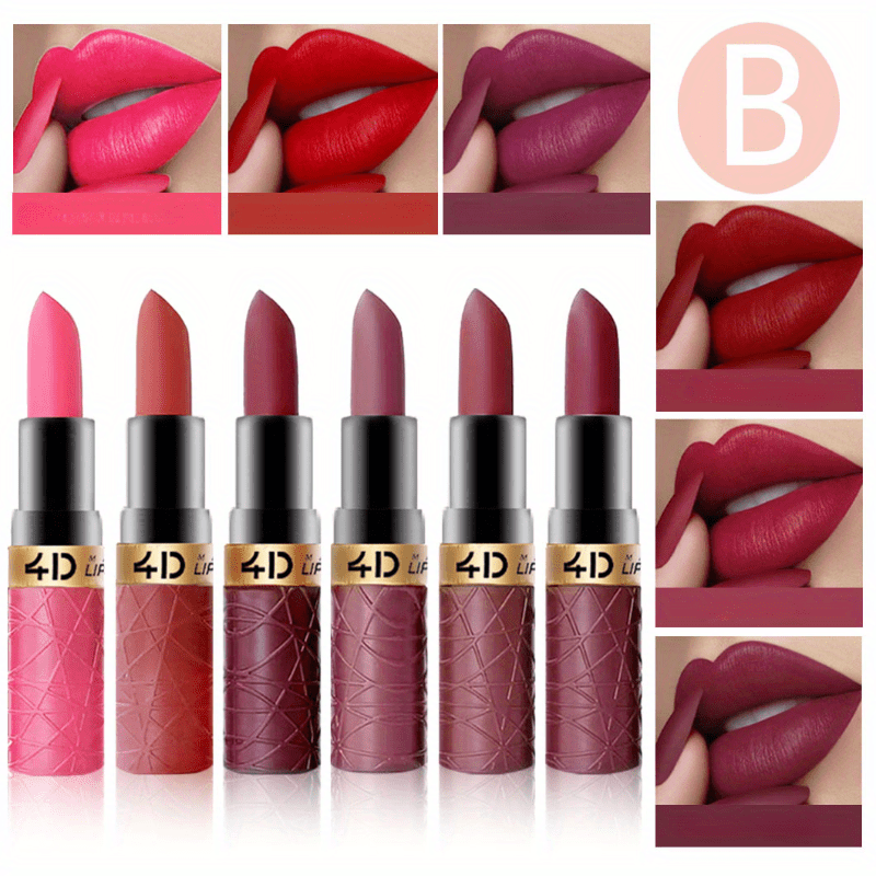 6 PCS Set Matte Lipstick Non-stick Cup Waterproof