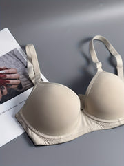 Solid Full Coverage Bra Comfy & Breathable Push Up Bra