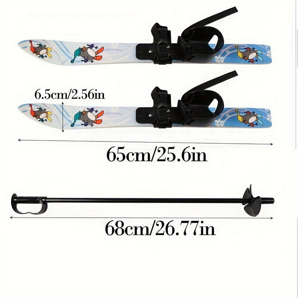 Beginner Ski Boards & Poles Set w/ Fixators Winter Sports Equipment