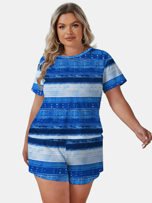  Striped Tee & Shorts Pajama Set