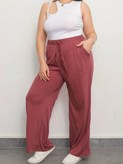  Drawstring High Rise Wide Leg Trousers