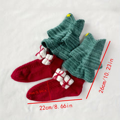 Christmas Colorblock Socks Knitted Women's Stockings