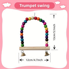 Colorful Bird Swing Toy with Bell and Perch for Parakeets