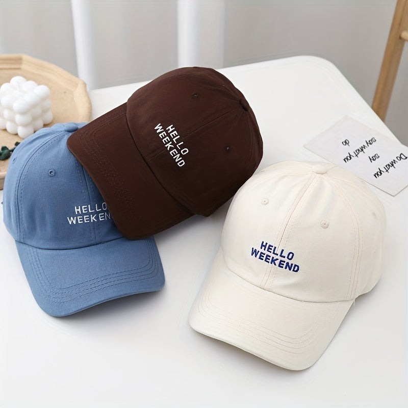 Hello Weekend Embroidered Baseball Cap Sun Hat