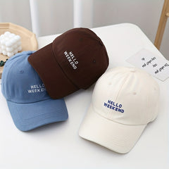 Hello Weekend Embroidered Baseball Cap Sun Hat