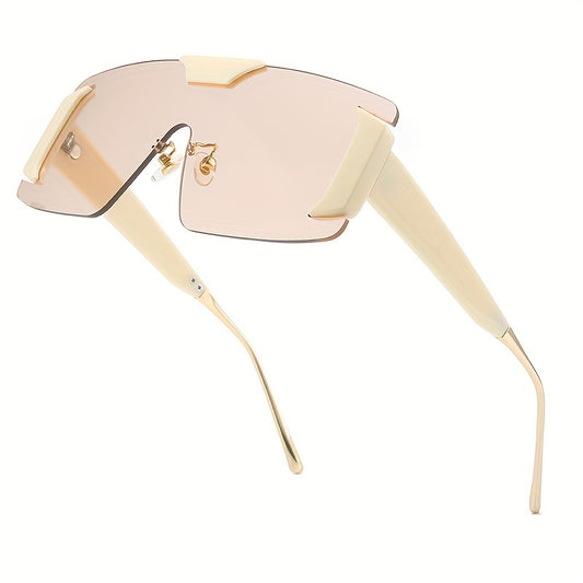 Y2K Oversized Sunglasses Semi Rimless Shield UV400 Sun Shades