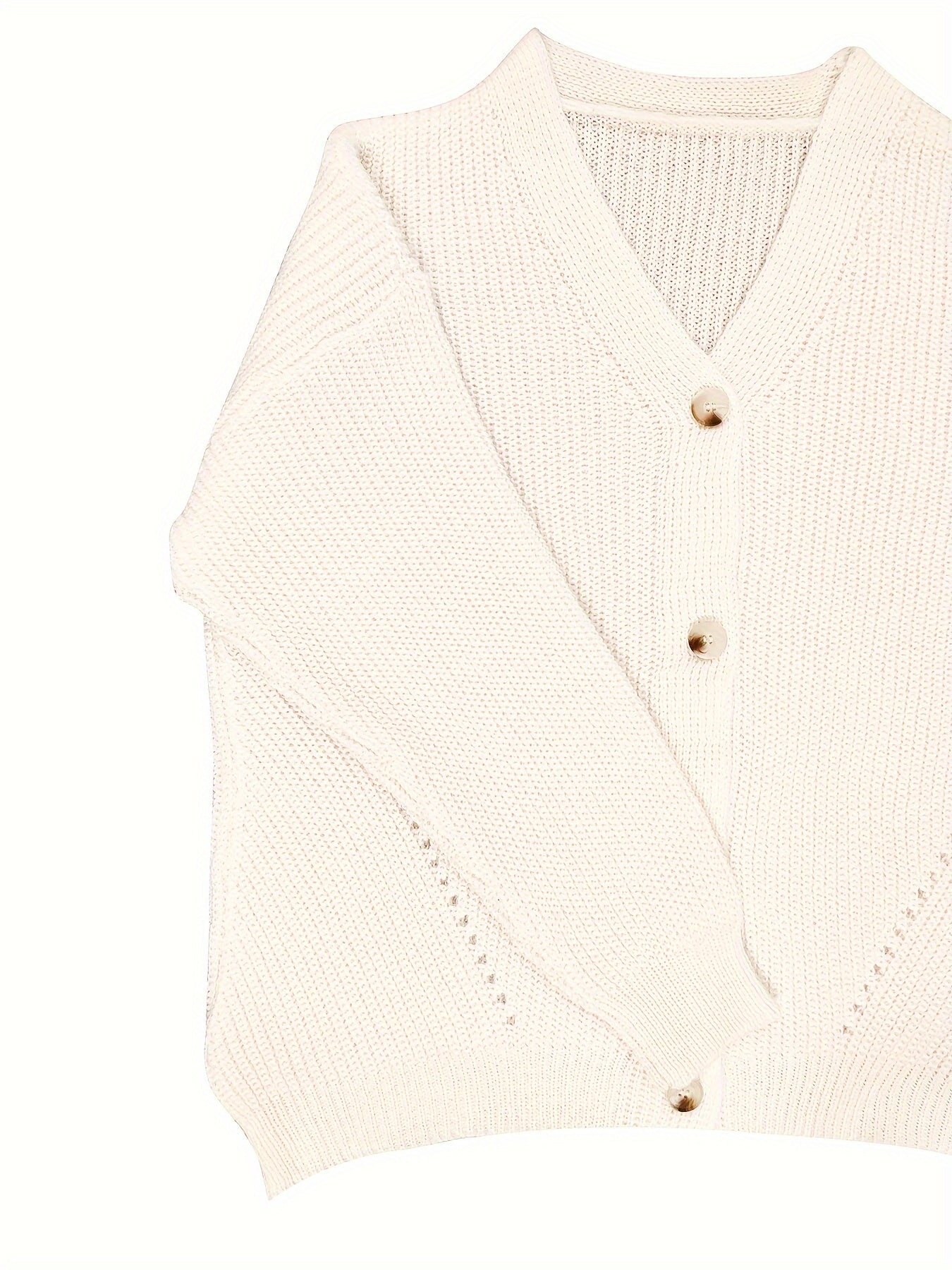  Solid Long Sleeve V Neck Sweater Cardigan