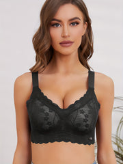Lace Push Up Bra Breathable Scallop Trim Lingerie