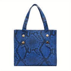 Snake Skin Pattern Square Handbag Stylish Classic Storage Bag