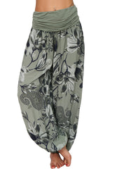 Boho Floral Print Harem Pants for Women