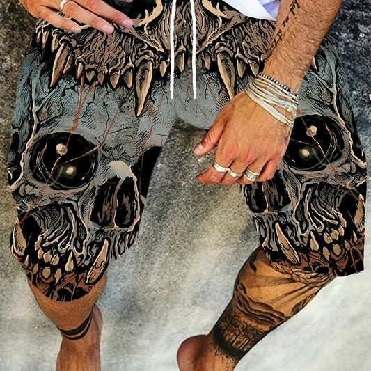 Men's Skull Graphic Shorts - Casual Summer Outfit