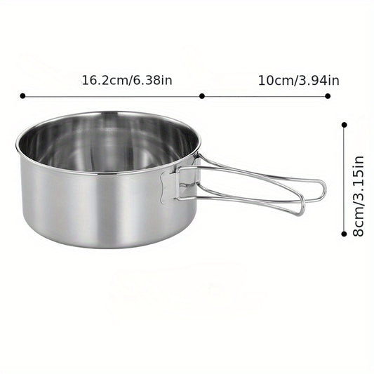 304 Stainless Steel Camping Cutlery Foldable Handle Bowel