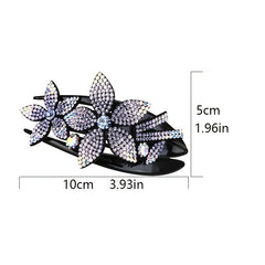 4pcs Rhinestone Flower Hair Clip Crystal Hairpin Non Slip Women Barrette