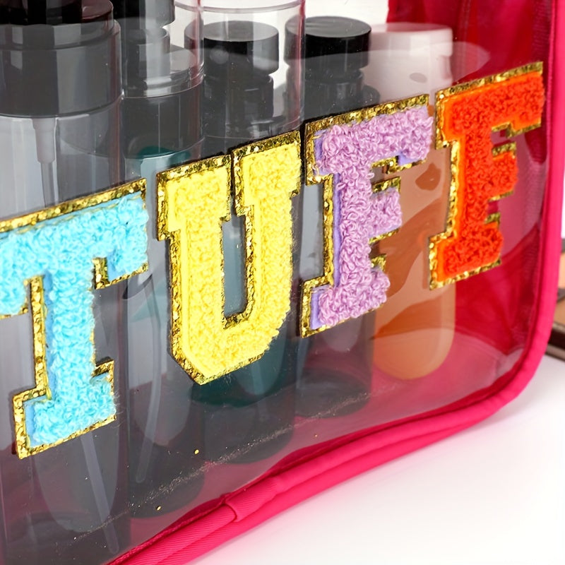 Plush Letter Pattern Zipper Makeup Bag