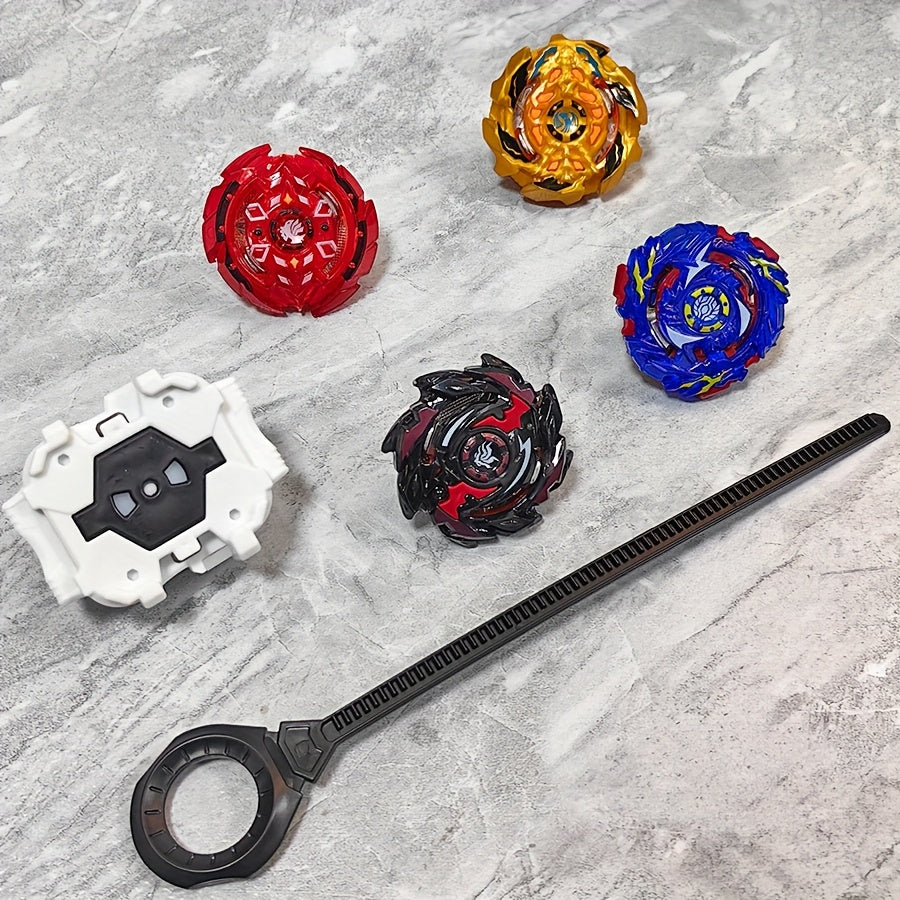 4pcs Spinner Set with Launcher Interactive Spinning Tops