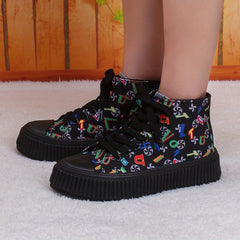 Women's Colorful Letter Print Canvas High Top Sneakers