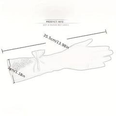 Bowknot Satin Long Gloves Lace Embroidery Classic Wedding Dress Gloves