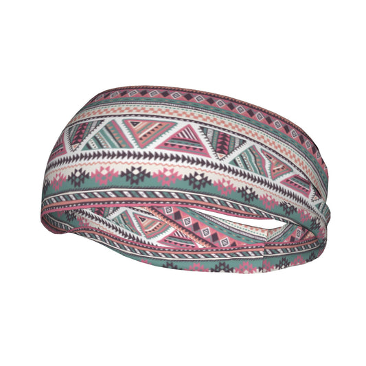 Bohemian Pink Sports Headband Sweat Wicking Stretchy Breathable Polyester