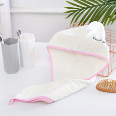 Embroidery Detail Hair Drying Cap Thickened Towel