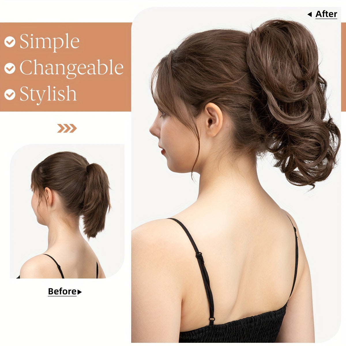 Synthetic Claw Clip Messy Bun Hair Piece for Women