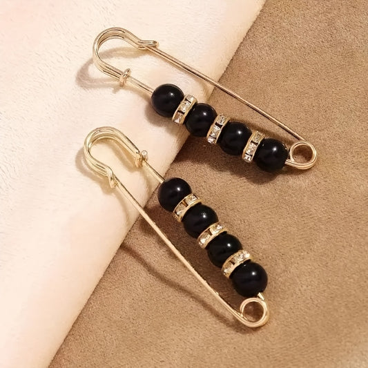 2Pcs Faux Pearl Waist Buckle Set Adjustable Jeans Pin Brooch Pants Buckle