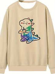 Dinosaur Print Men's Graphic Sweatshirt Loose Pullover