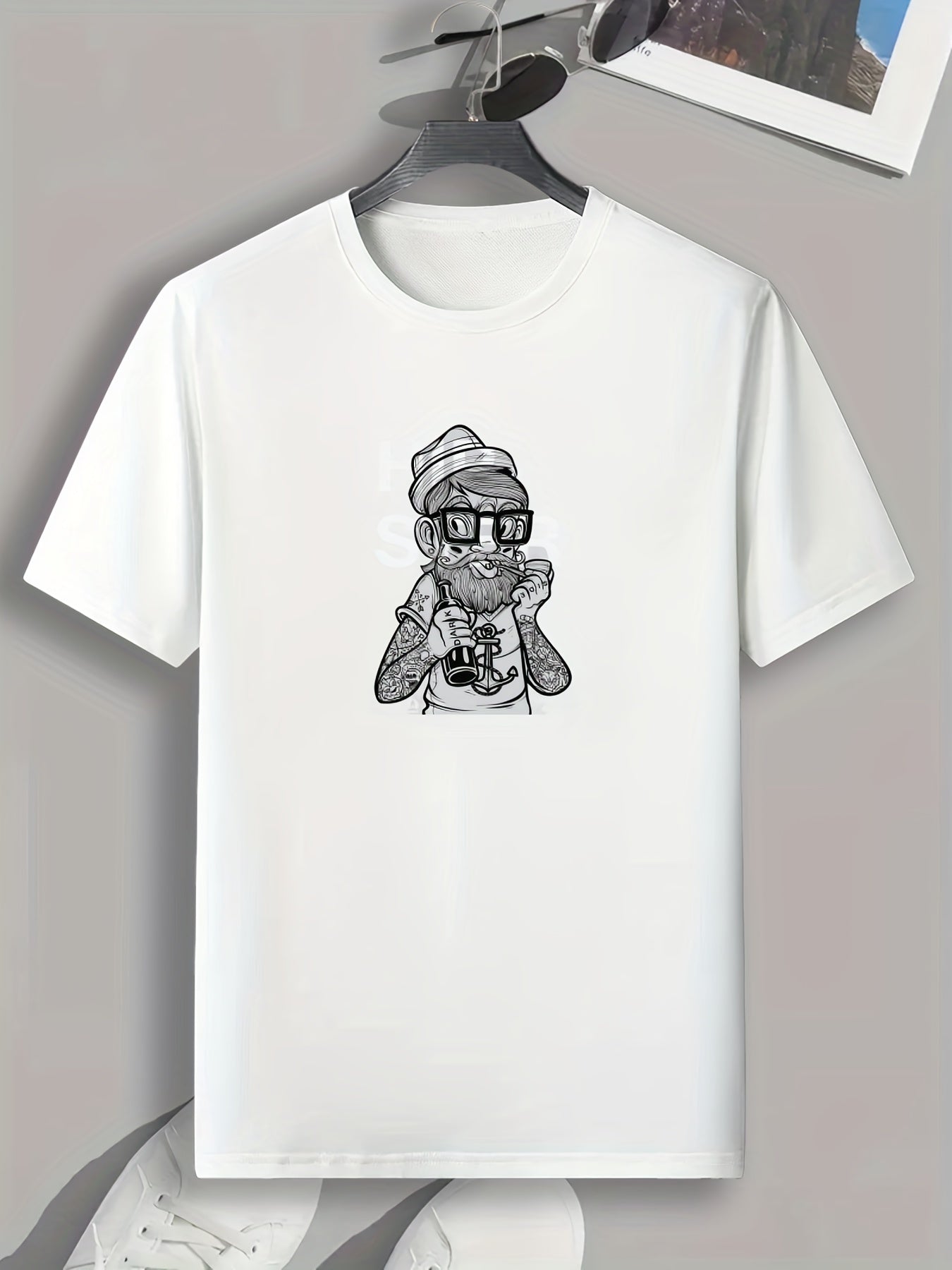 Street Artist Print Men's Comfy T-shirt for Outdoor Summer