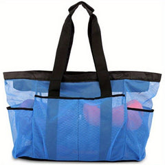 Beach Ready Oversized Mesh Handbag with Zipper & Pocket