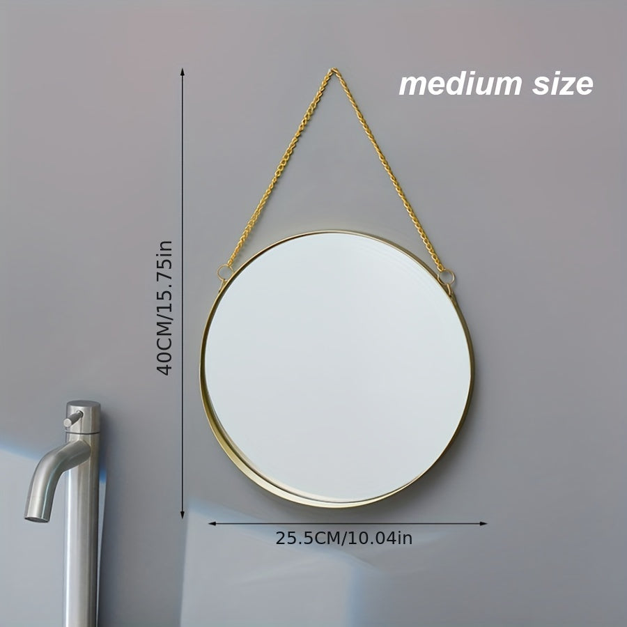 Round Wall Mirror with Chain for Home Decor