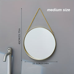 Round Wall Mirror with Chain for Home Decor