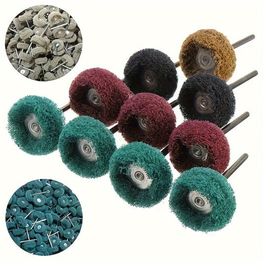 Mini Drill Bit Nylon Abrasive Brush Wire Buffing Polishing Wheel Set