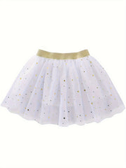 Star Sequin Tutu Skirt Toddler Girls Solid Mesh Skirt Kids Clothes