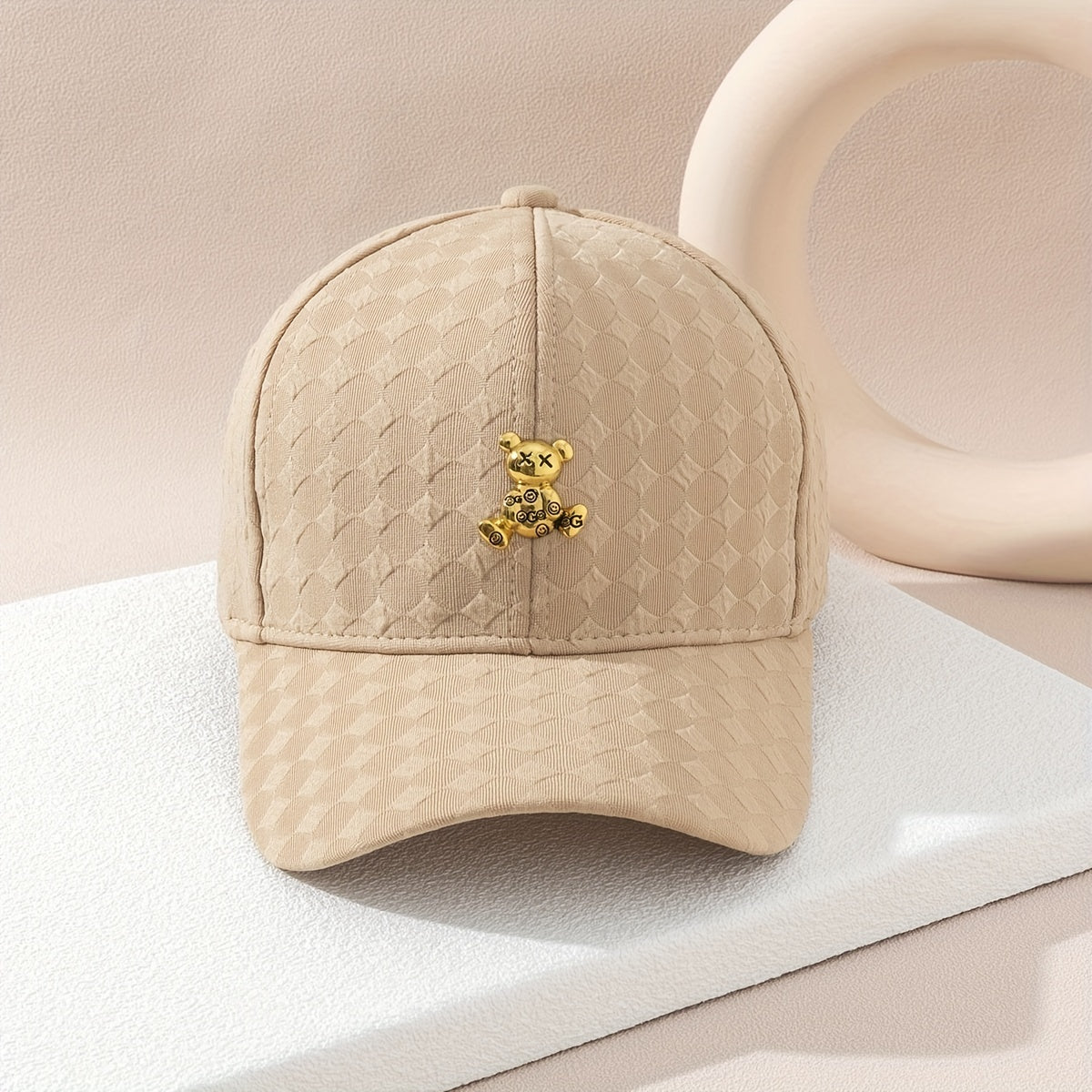 Metal Bear Baseball Cap Embossed Couple Hats Lightweight Sunscreen Dad Hats