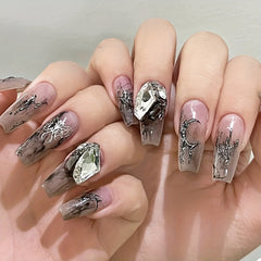Metal Butterfly Nail Art Stickers with Red Rose Decals 3D and Silver Designs
