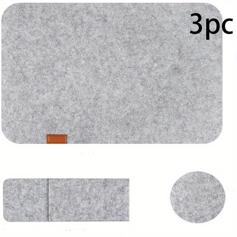 3pcs Felt Placemat Set with Coaster & Fork Bag