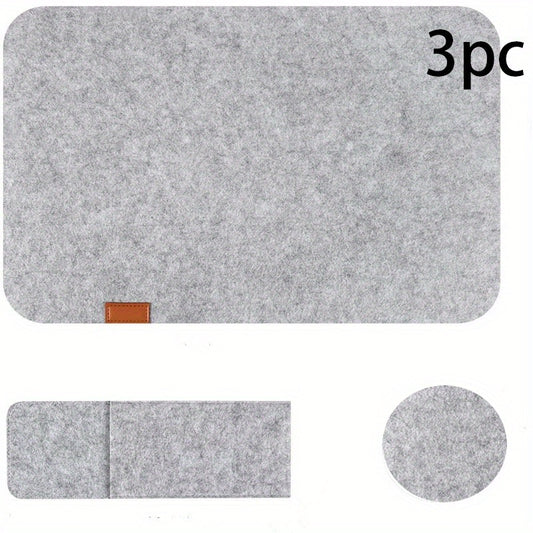 3pcs Felt Placemat Set with Coaster & Fork Bag
