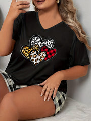  Leopard & Stripe & Dot Heart Pajama Top