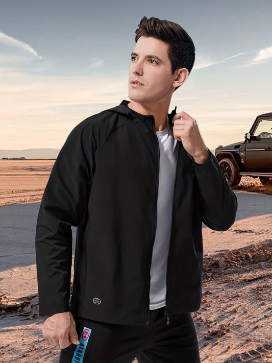 Men's Lightweight Hooded Windbreaker Jacket for Outdoor Activities