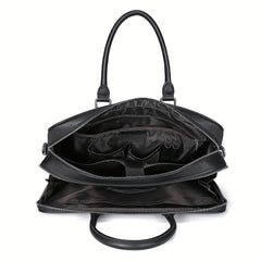 Men's Cowhide Leather Briefcase Business Handbag Large Capacity